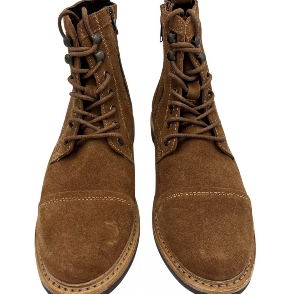 Frye Russell Brown Suede Lace-Up/Side-Zip Boots New w/o Box